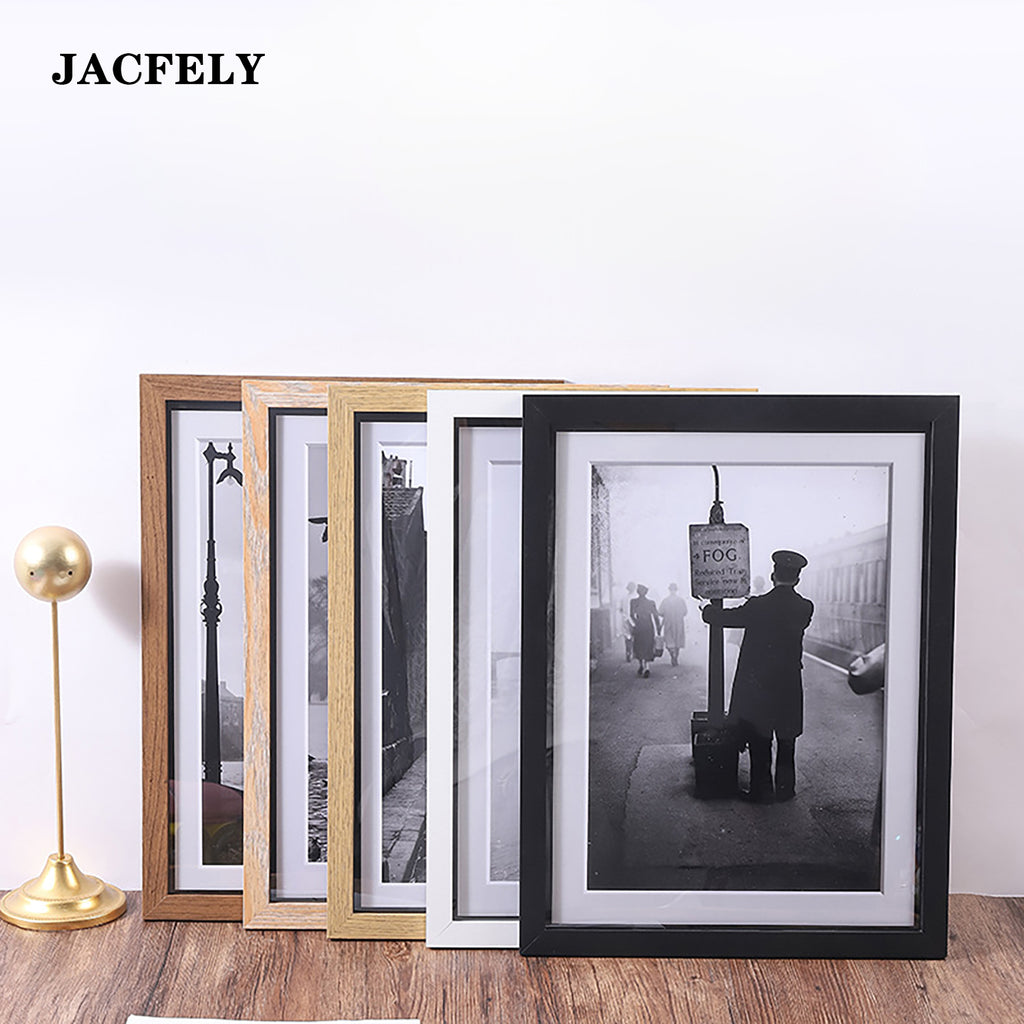 JACFELY Wood Picture Frames, Wall Mount and Tabletop Photo Frame, Poster Display Frame for Photos, Artwork, Prints and Home Decor
