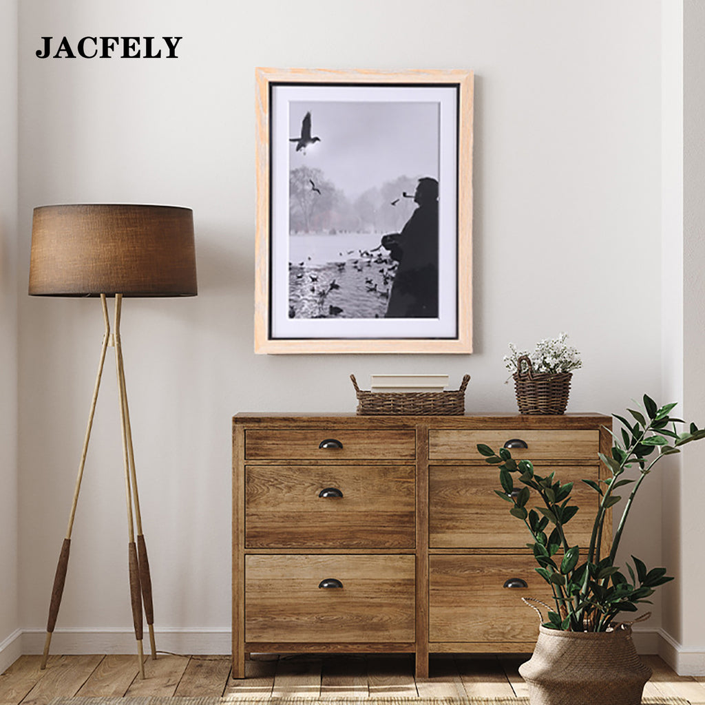 JACFELY Wood Picture Frames, Wall Mount and Tabletop Photo Frame, Poster Display Frame for Photos, Artwork, Prints and Home Decor