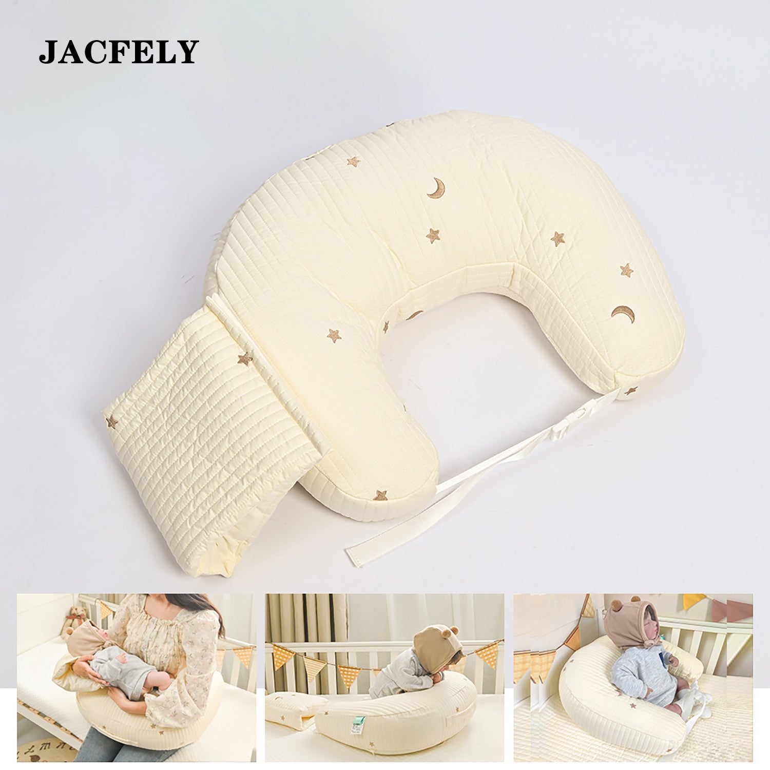 JACFELY Baby Nursing Pillow, Soft Feeding Support Pillow with Class A Baby-Friendly Fabric, Portable Infant Support Cushion