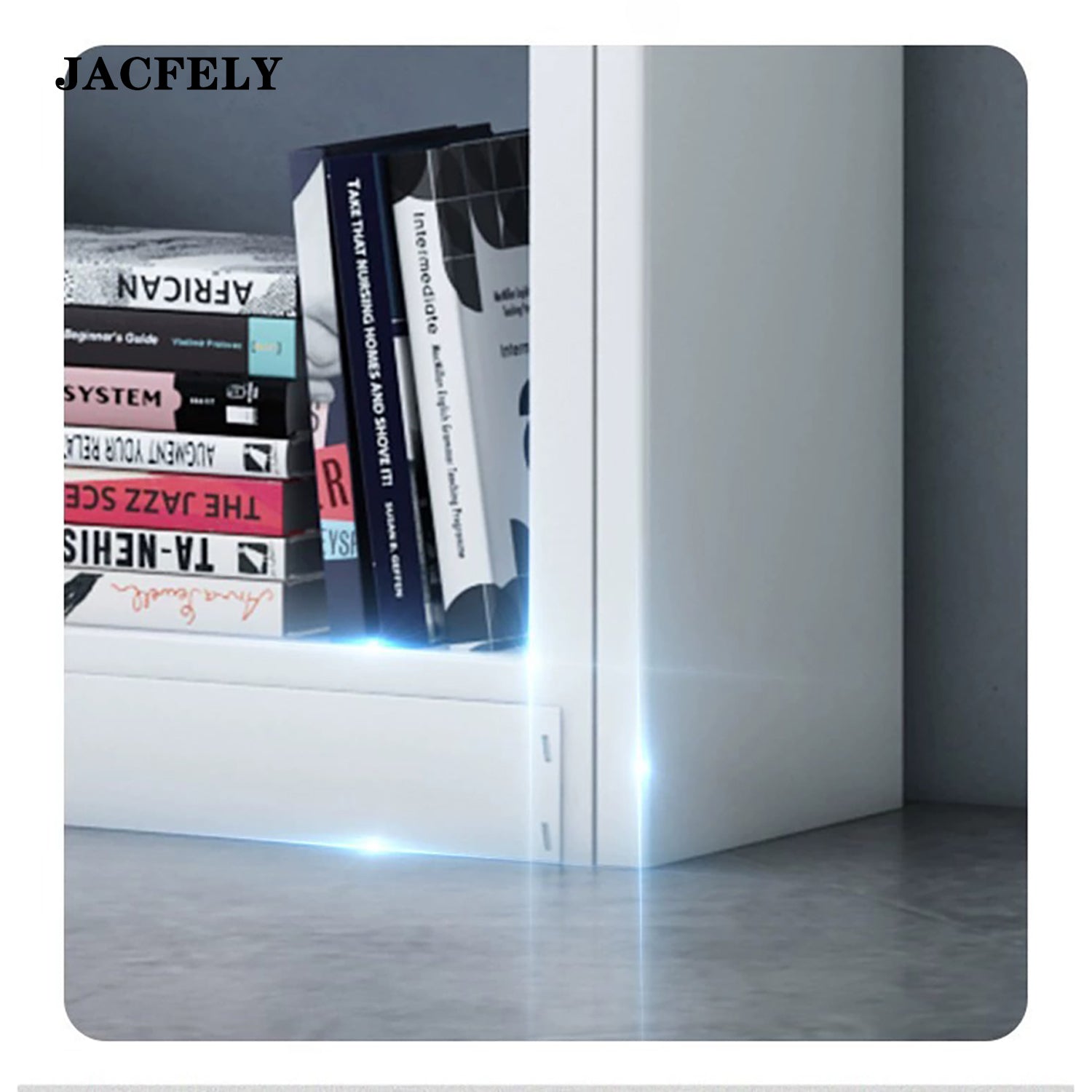 JACFELY Metal Bookshelf, Freestanding Steel Bookcase, Floor Standing Storage Shelf