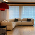 JACFELY Cream Boucle Sofa, Modern Irregular Curved Upholstered Couch