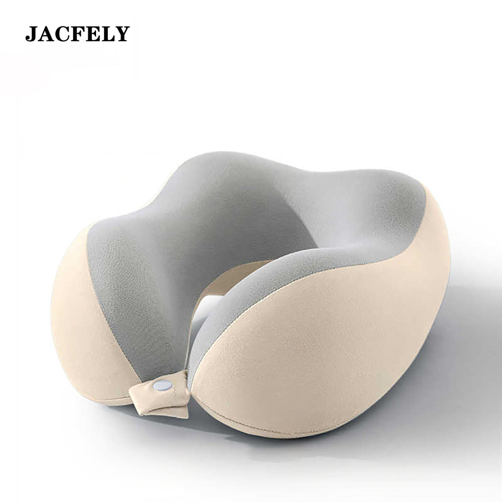JACFELY Memory Foam Travel Pillow, U-Shaped Neck Pillow with Portable Storage Bag, Soft Neck Support Pillow