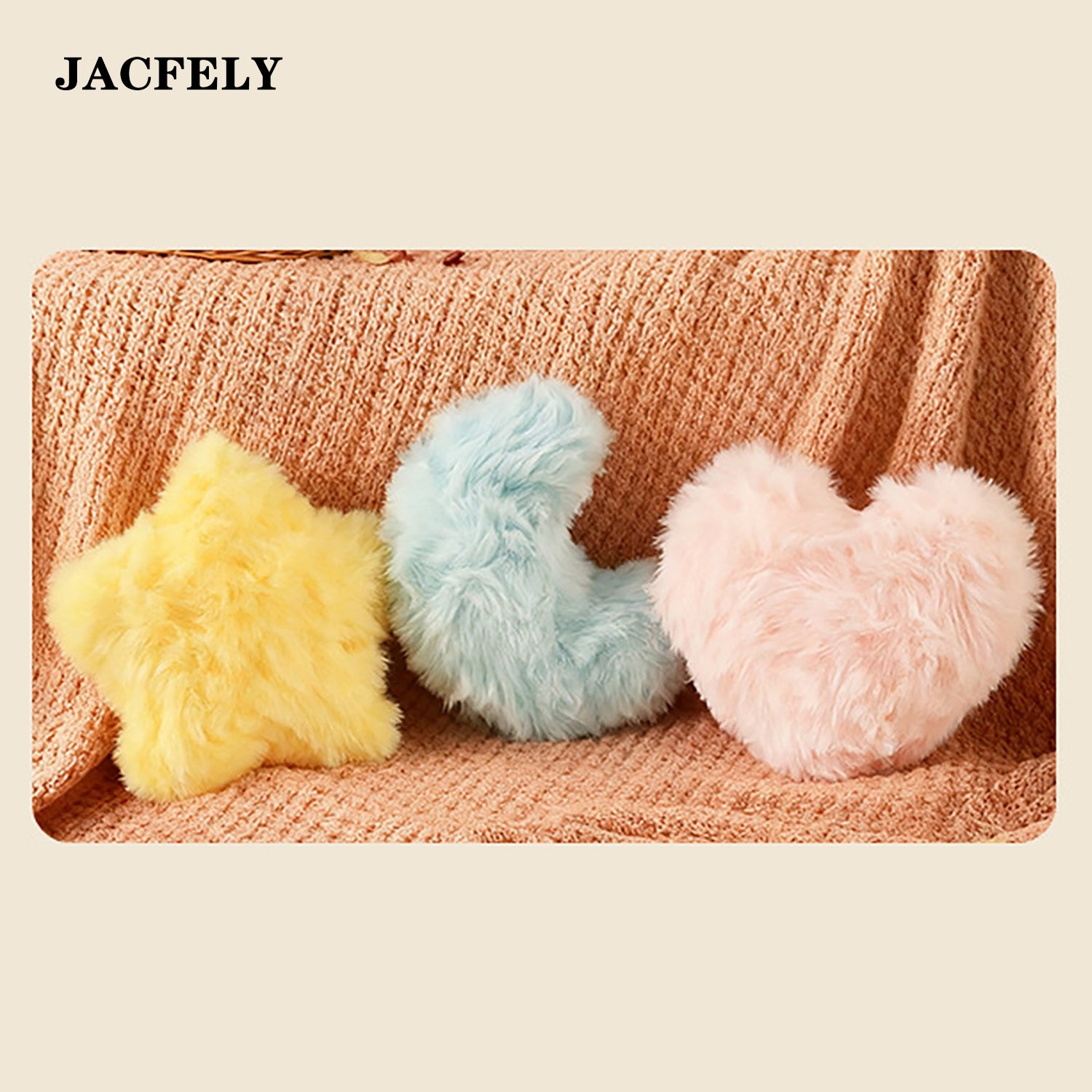 JACFELY Accent Pillows, Plush Star and Moon Throw Pillows, Soft Decorative Sofa Cushions