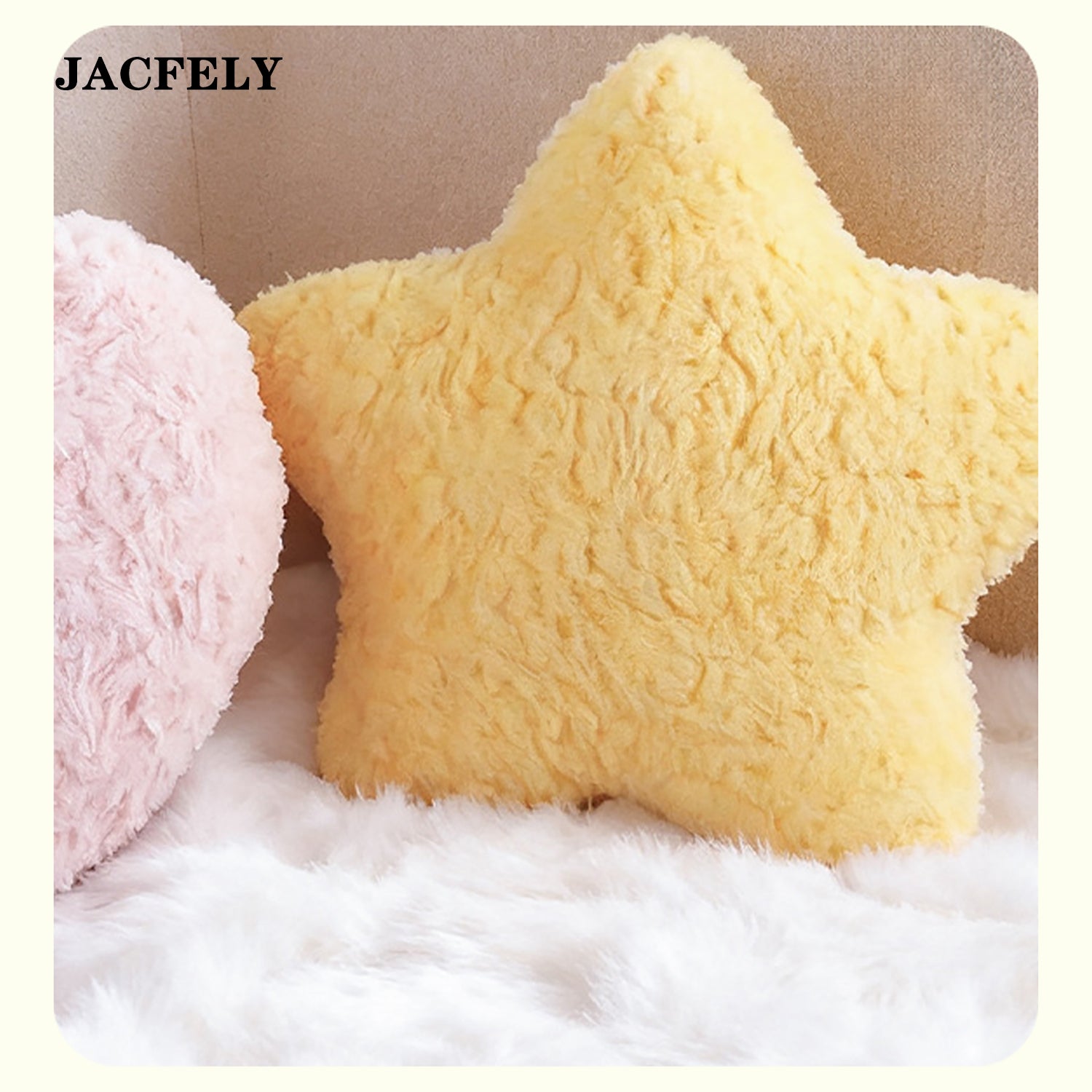 JACFELY Accent Pillows, Plush Star and Moon Throw Pillows, Soft Decorative Sofa Cushions