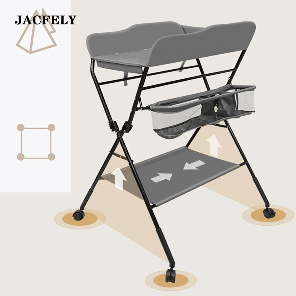 JACFELY Portable Baby Changing Table, Foldable Diaper Changing Station with Storage Basket