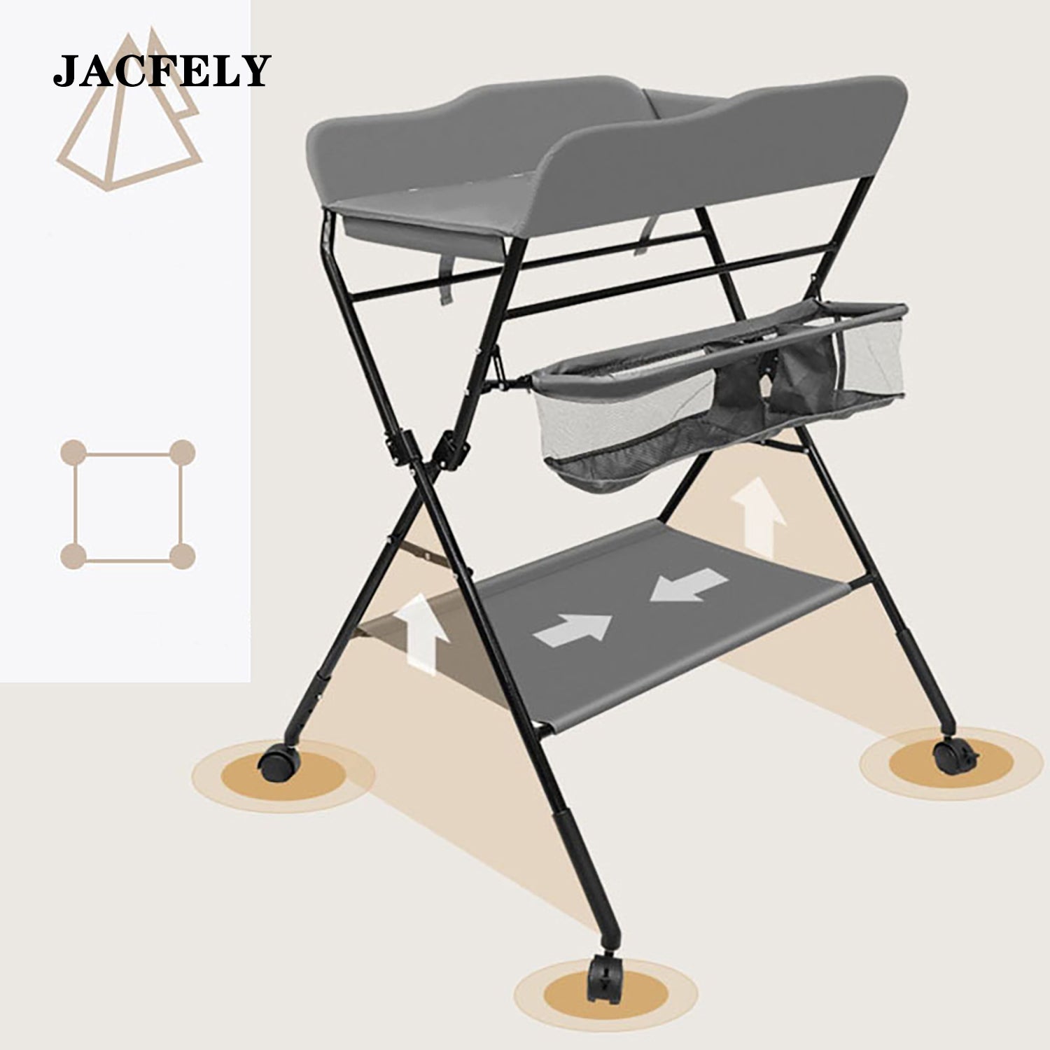 JACFELY Portable Baby Changing Table, Foldable Diaper Changing Station with Storage Basket