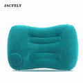 JACFELY Inflatable Pillow, Flocked Square Travel Pillow with Built-in Pump, Portable Press-to-Inflate Air Pillow
