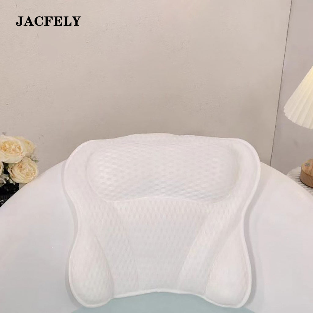 JACFELY Bath Pillow, Non-Slip Bathtub Pillow with Suction Cups, Soft Spa Head Neck and Back Support Cushion