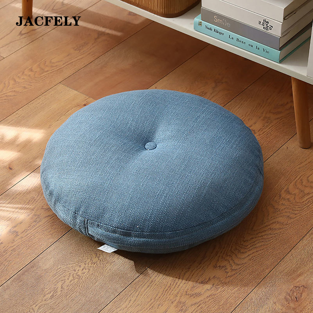 JACFELY Floor Pillows, Cotton Linen Round Floor Cushion, Tatami Pouf Cushion