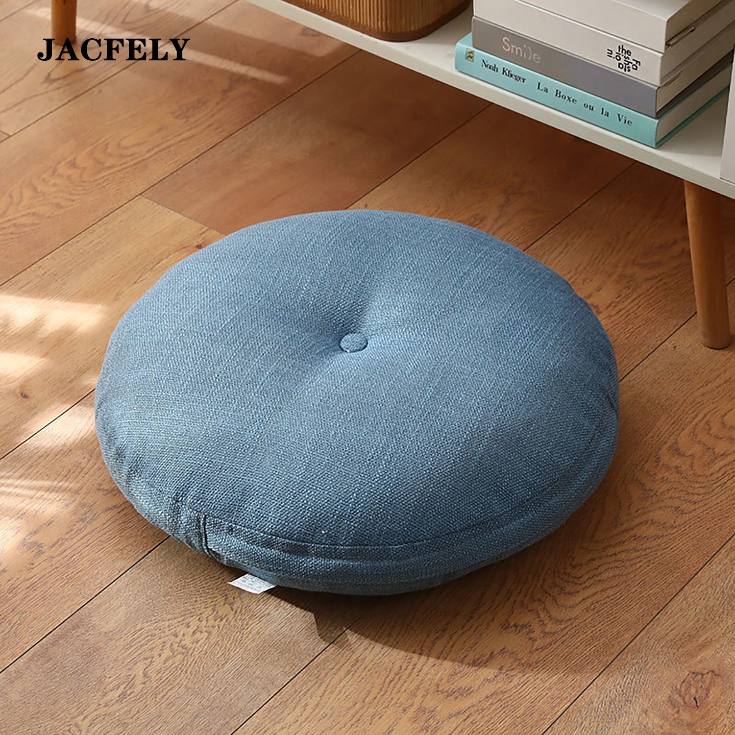 JACFELY Floor Pillows, Cotton Linen Round Floor Cushion, Tatami Pouf Cushion