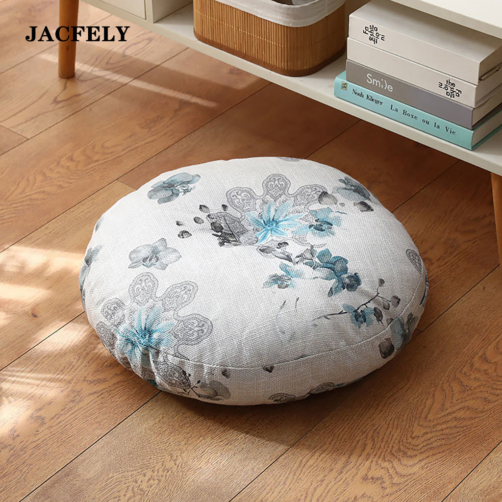 JACFELY Floor Pillows, Cotton Linen Round Floor Cushion, Tatami Pouf Cushion