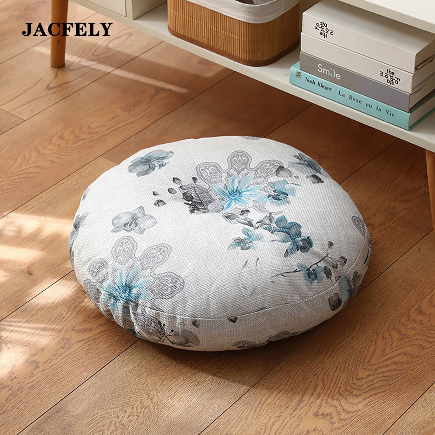 JACFELY Floor Pillows, Cotton Linen Round Floor Cushion, Tatami Pouf Cushion