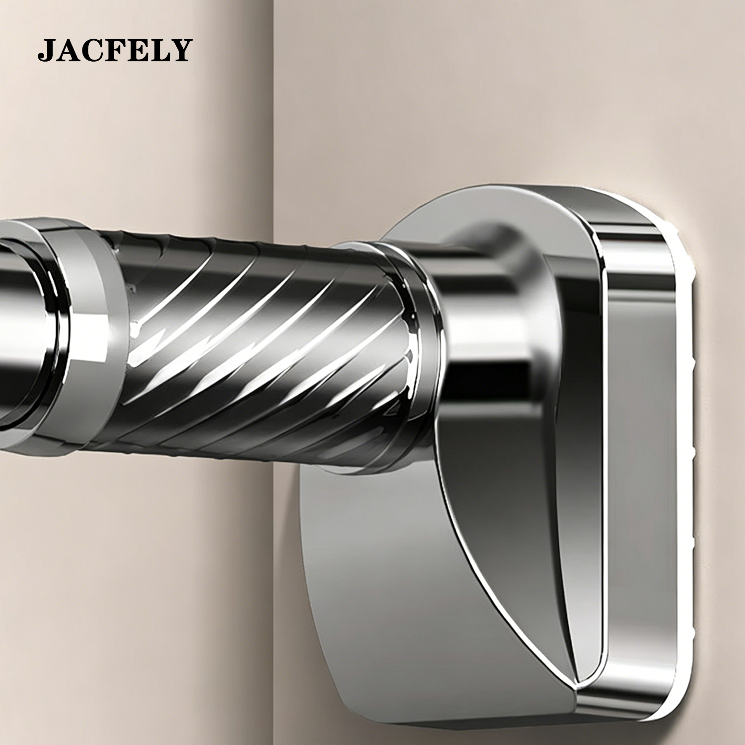 JACFELY Tension Shower Curtain Rod, No Drill Adjustable Bathroom Shower Rod, Non-Slip Telescopic Curtain Ro
