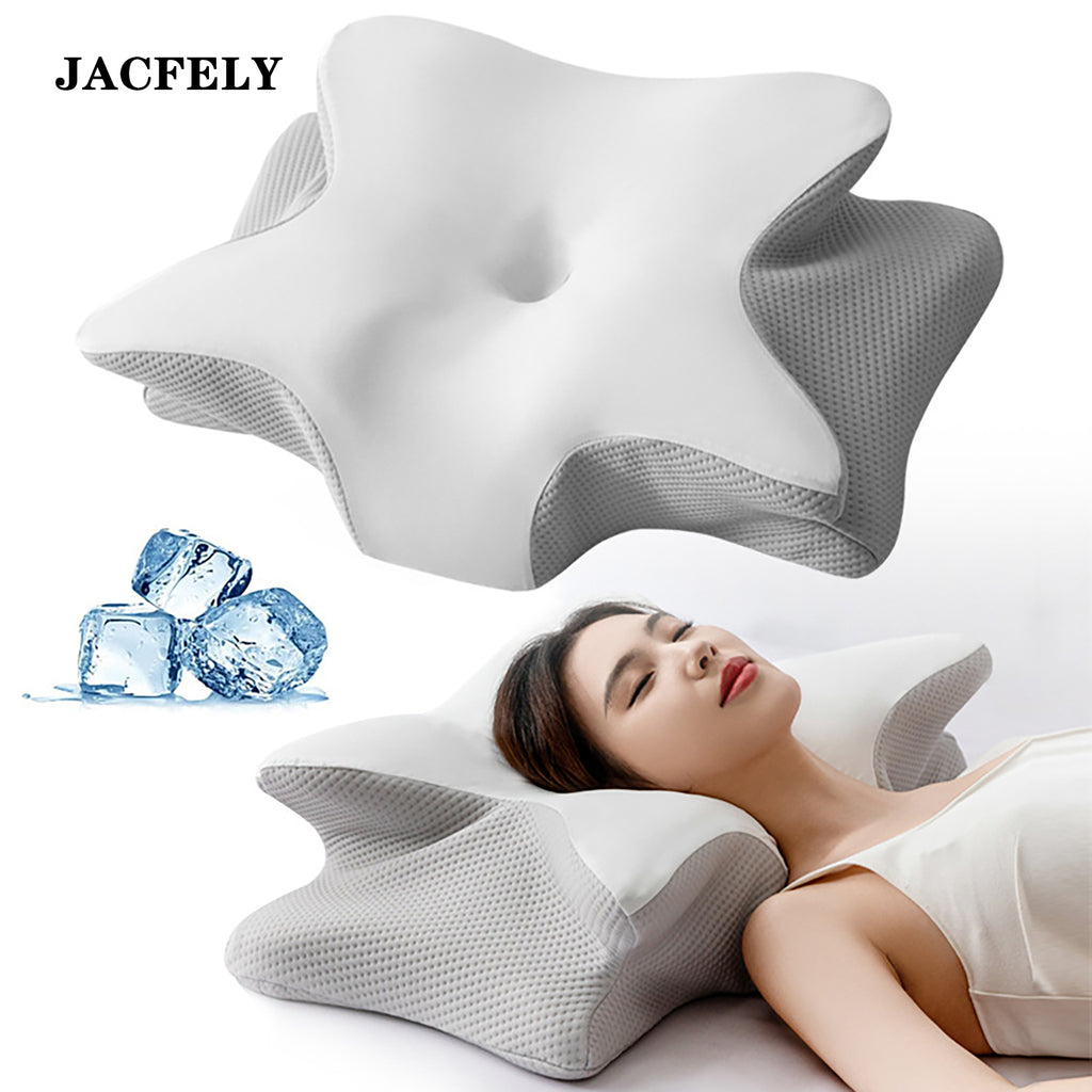 JACFELY Head Supporting Pillows, Butterfly Memory Foam Cervical Pillow, Slow Rebound Contour Neck Support Pillo