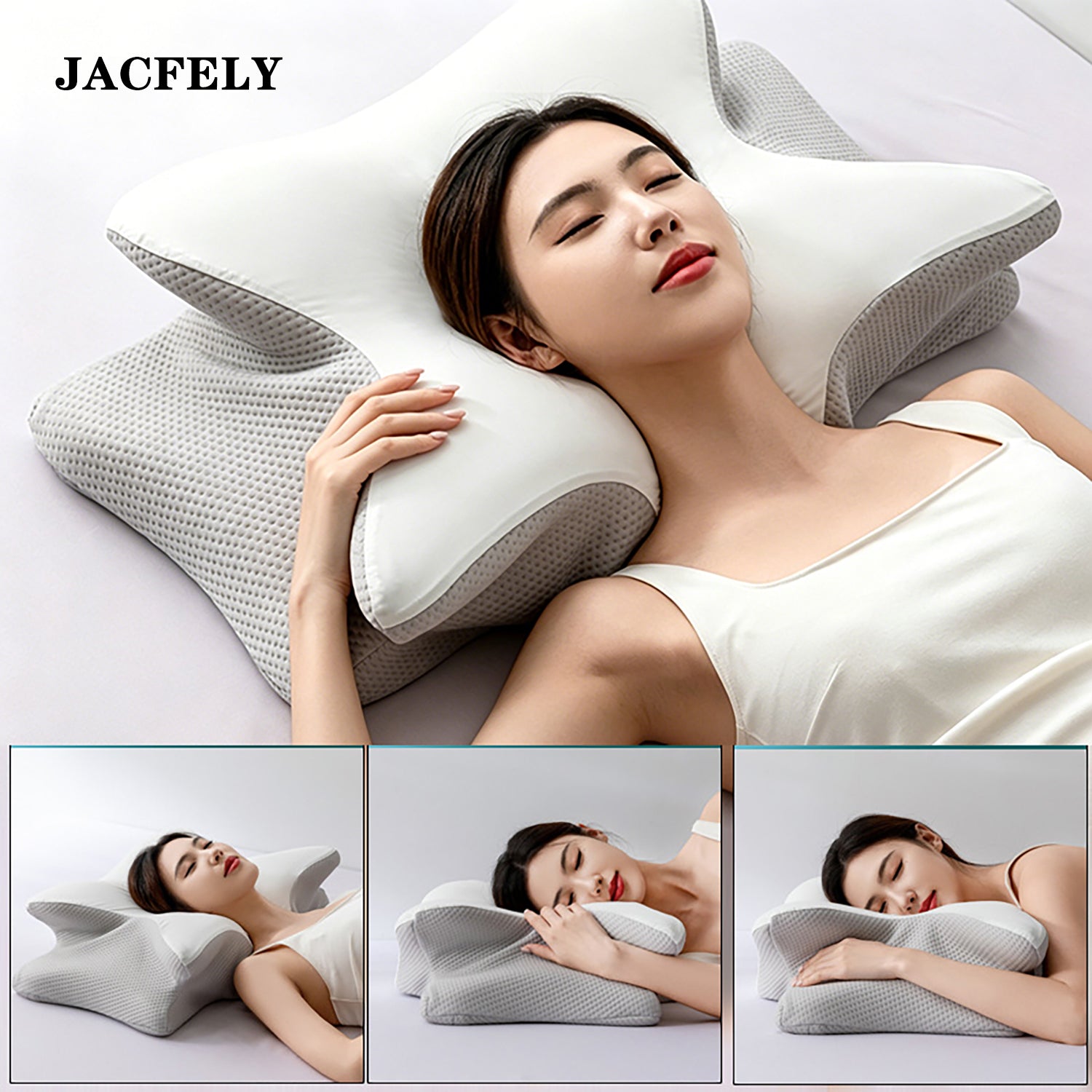 JACFELY Head Supporting Pillows, Butterfly Memory Foam Cervical Pillow, Slow Rebound Contour Neck Support Pillo
