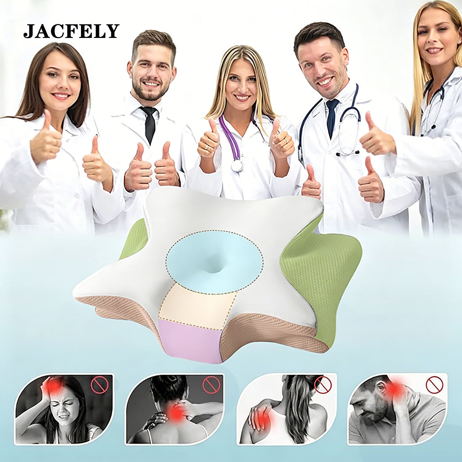 JACFELY Head Supporting Pillows, Butterfly Memory Foam Cervical Pillow, Slow Rebound Contour Neck Support Pillo