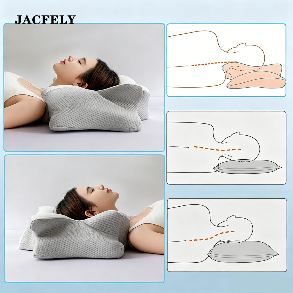 JACFELY Head Supporting Pillows, Butterfly Memory Foam Cervical Pillow, Slow Rebound Contour Neck Support Pillo