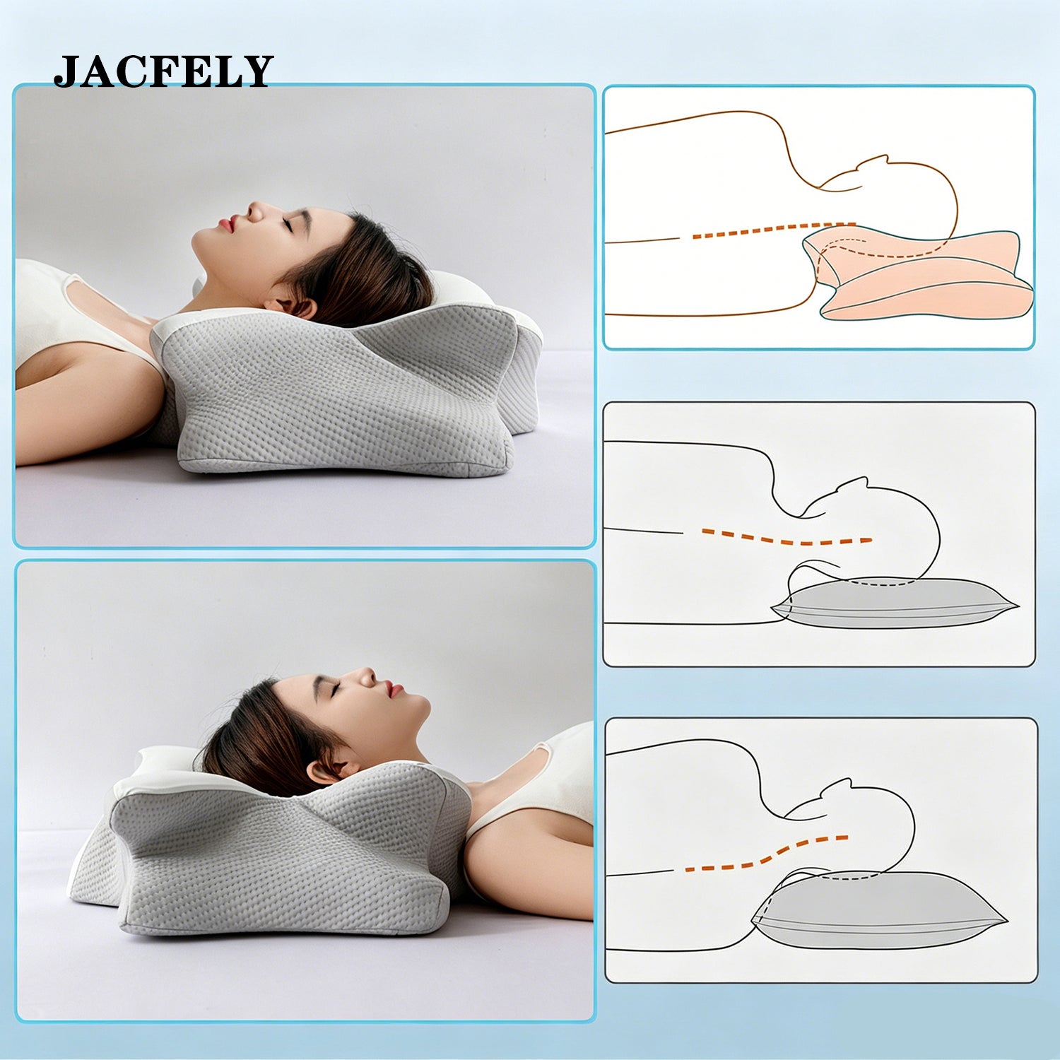 JACFELY Head Supporting Pillows, Butterfly Memory Foam Cervical Pillow, Slow Rebound Contour Neck Support Pillo
