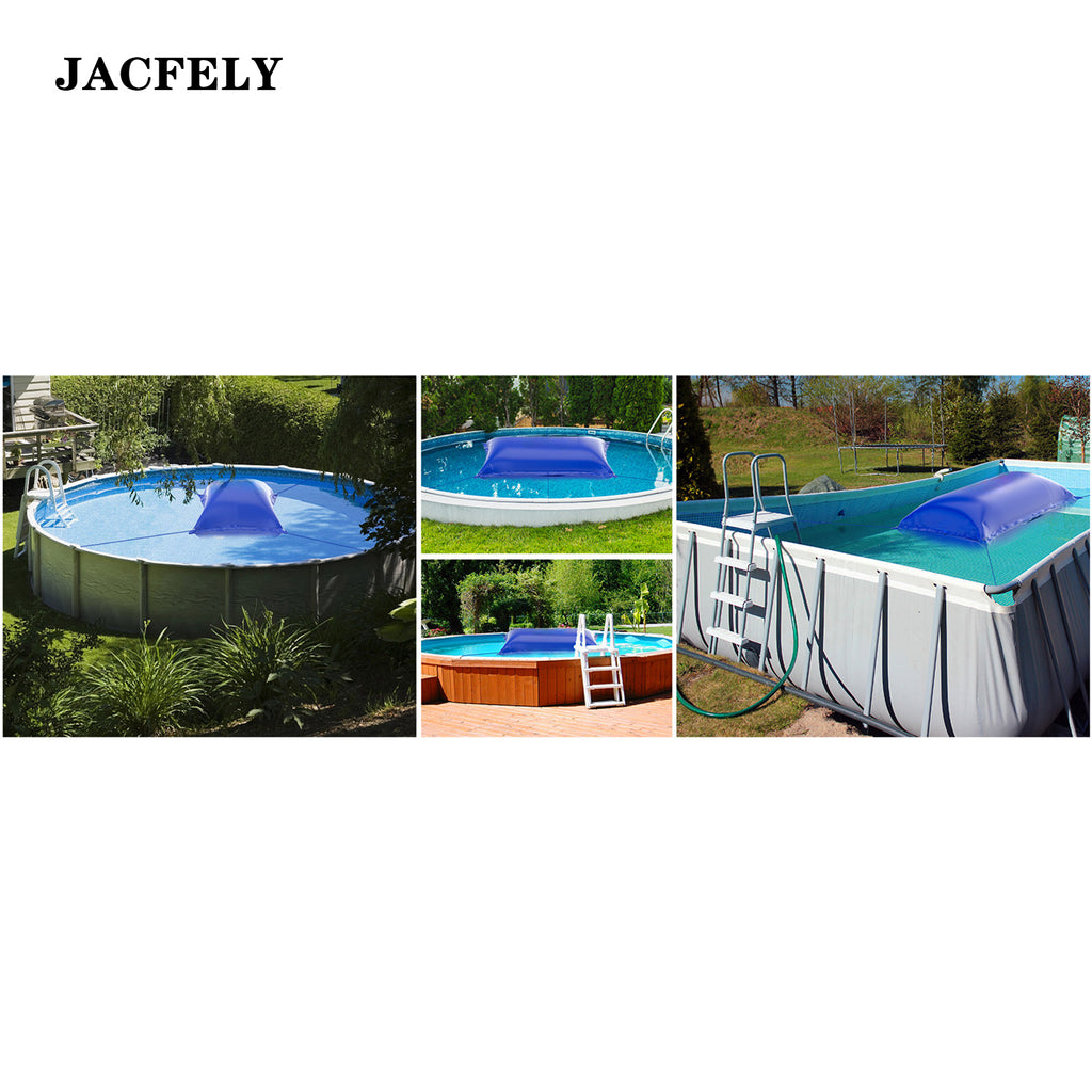 JACFELY Above Ground Pool Pillow, Heavy Duty PVC Winter Pool Air Pillow with Rope, Cold-Resistant Pool Cover Support Cushion for Ice Freeze Protection