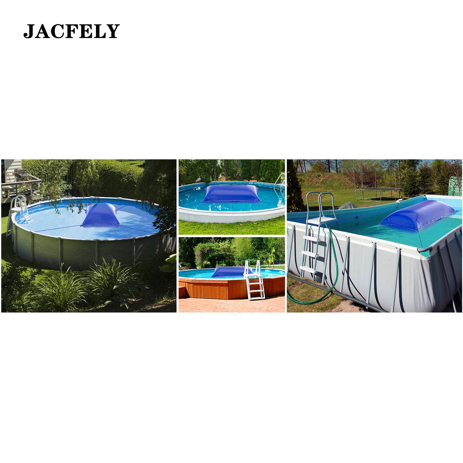 JACFELY Above Ground Pool Pillow, Heavy Duty PVC Winter Pool Air Pillow with Rope, Cold-Resistant Pool Cover Support Cushion for Ice Freeze Protection