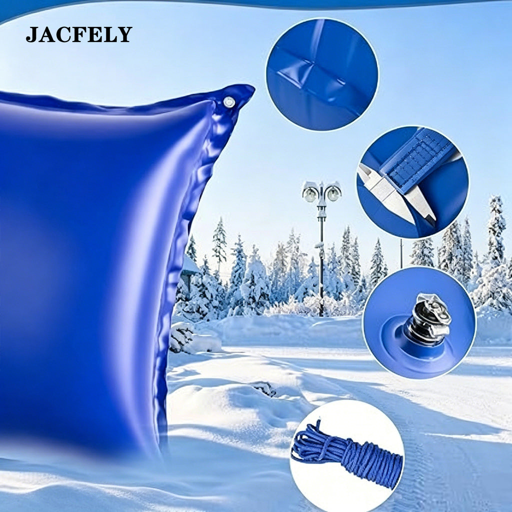 JACFELY Above Ground Pool Pillow, Heavy Duty PVC Winter Pool Air Pillow with Rope, Cold-Resistant Pool Cover Support Cushion for Ice Freeze Protection