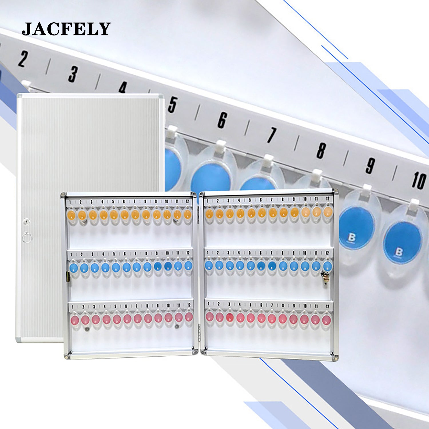 JACFELY Aluminum Alloy Key Cabinet, Wall Mounted Lockable Key Management Box, Key Storage Cabinet Organizer