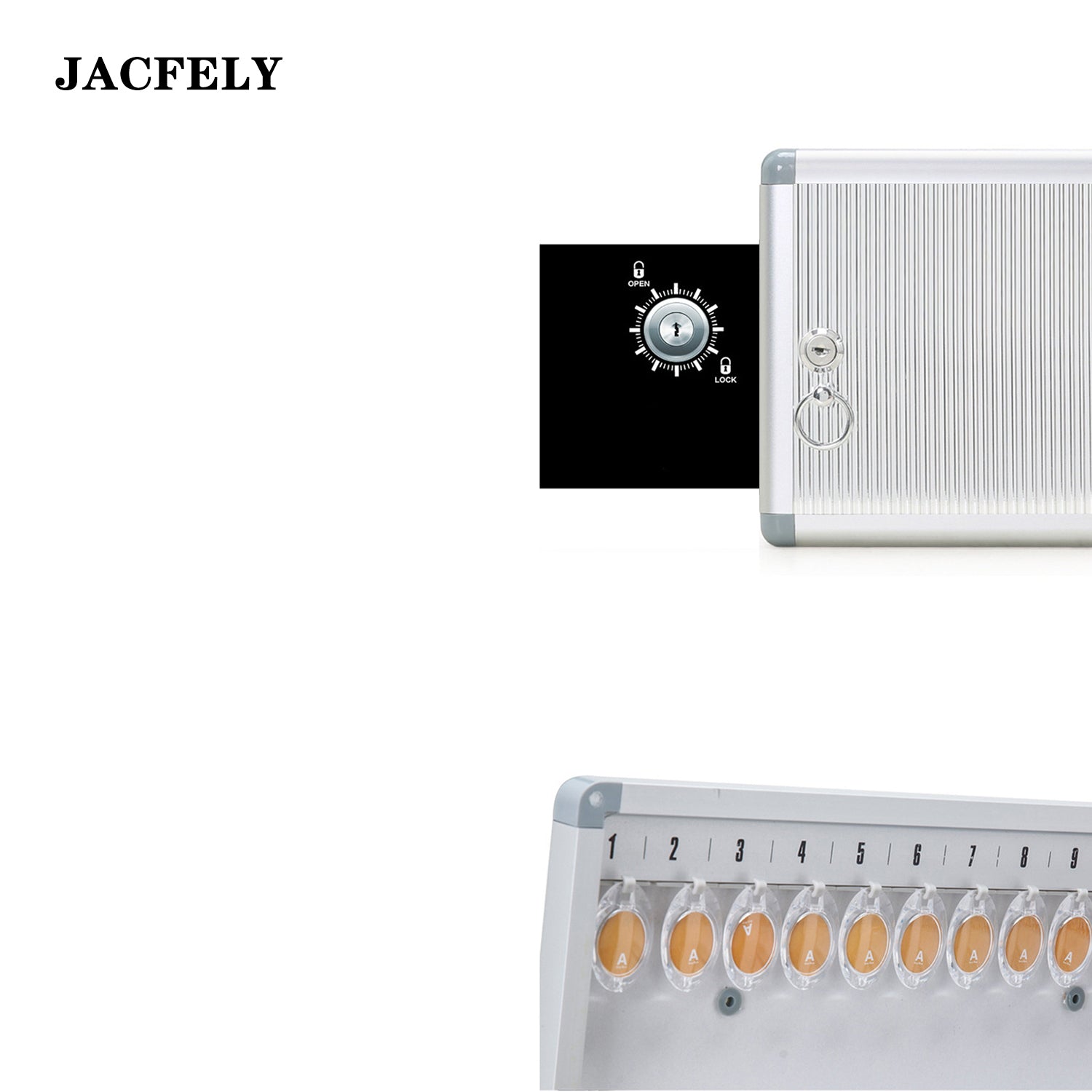 JACFELY Aluminum Alloy Key Cabinet, Wall Mounted Lockable Key Management Box, Key Storage Cabinet Organizer