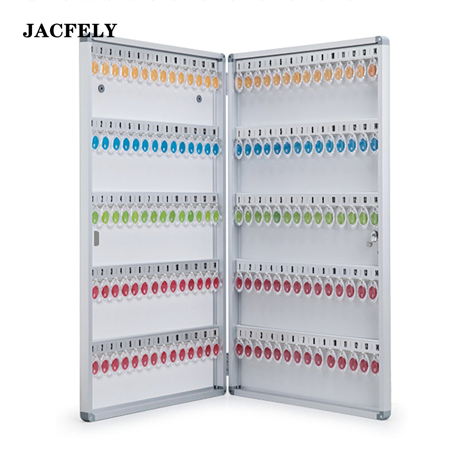 JACFELY Aluminum Alloy Key Cabinet, Wall Mounted Lockable Key Management Box, Key Storage Cabinet Organizer