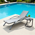 JACFELY Outdoor Patio Chaise Lounge Chair, Adjustable Reclining Sun Lounge