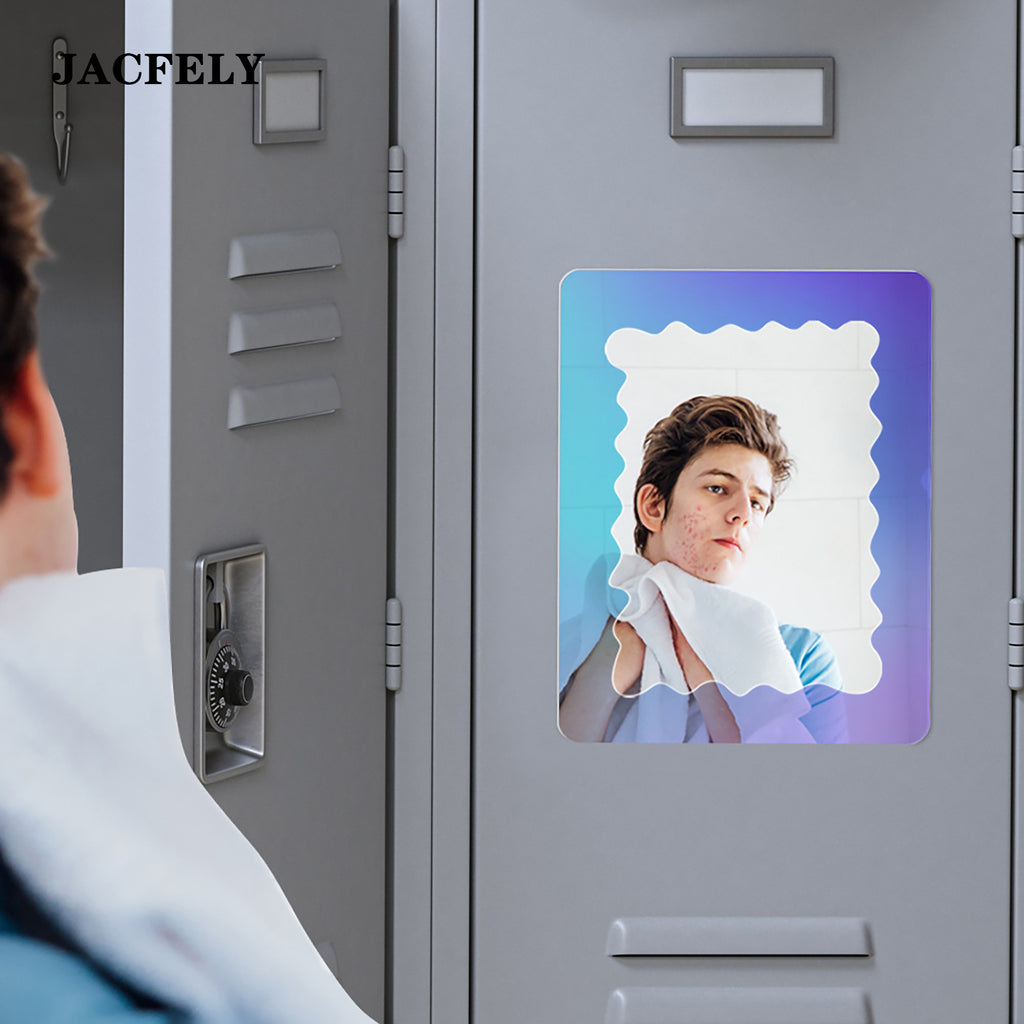 JACFELY Magnetic Locker Mirror, Iridescent School Locker Mirror, Decorative Magnetic Mirror