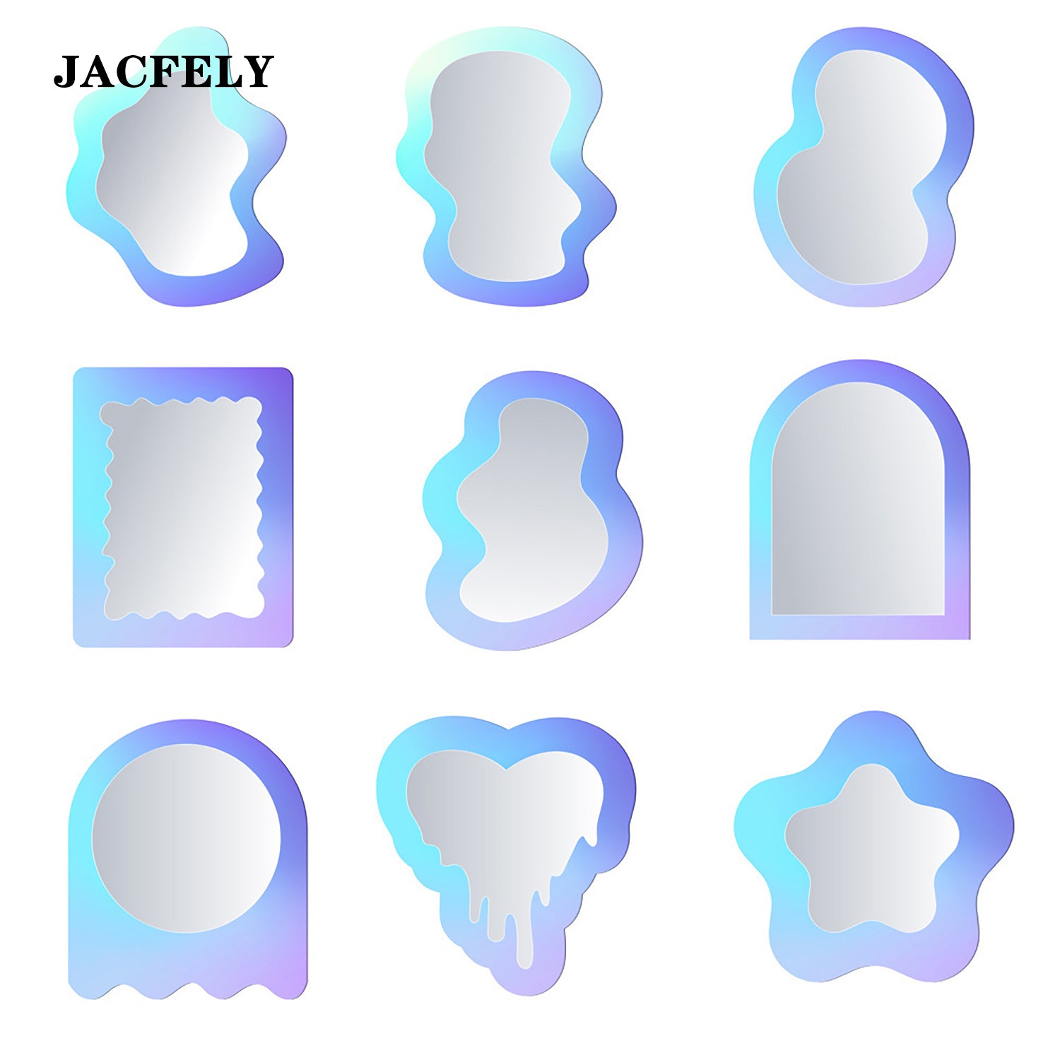 JACFELY Magnetic Locker Mirror, Iridescent School Locker Mirror, Decorative Magnetic Mirror
