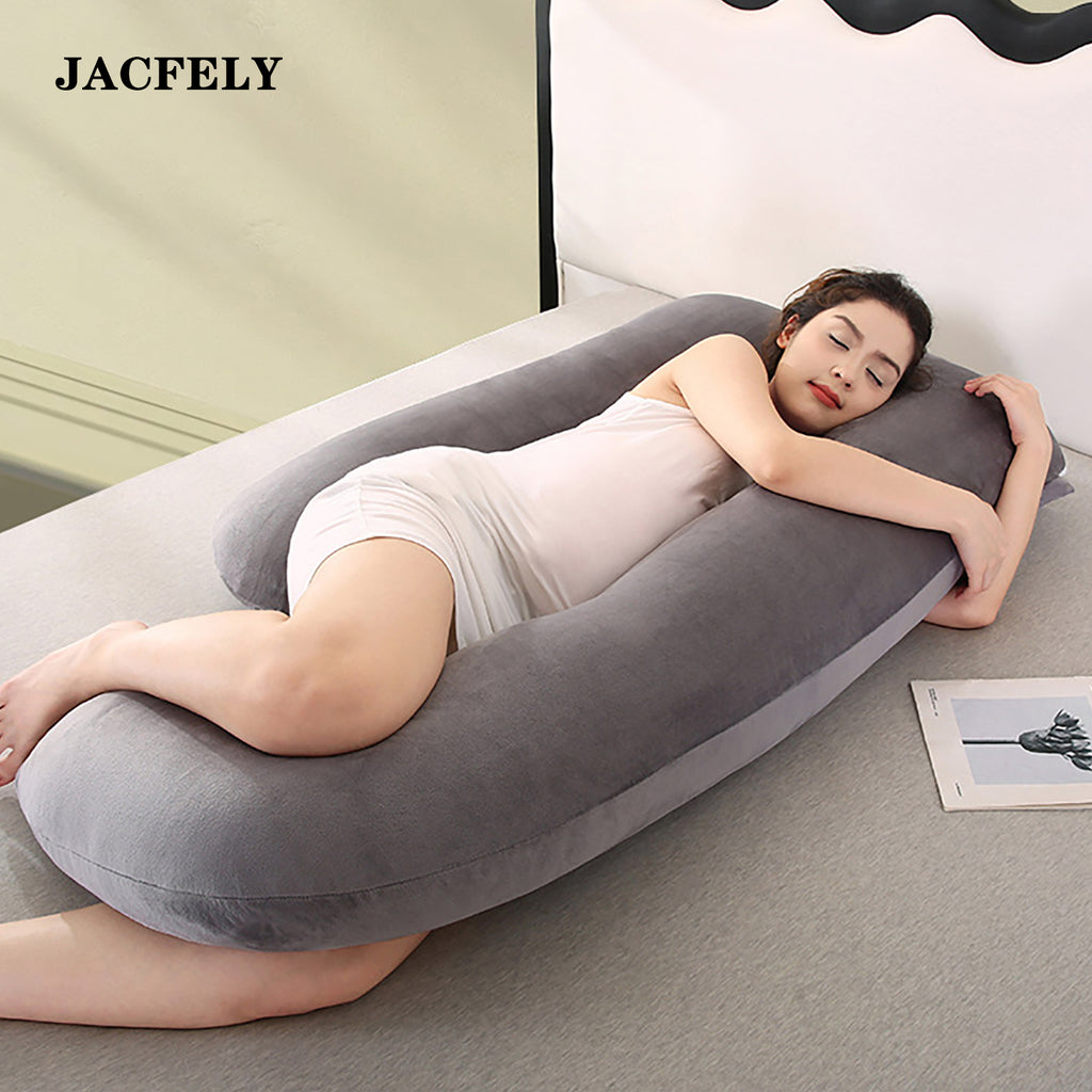 JACFELY G-Shaped Pregnancy Pillow, Maternity Body Pillow for Side Sleeping, Full Body Support Pillow for Belly, Back, Hips and Legs with Removable Cover
