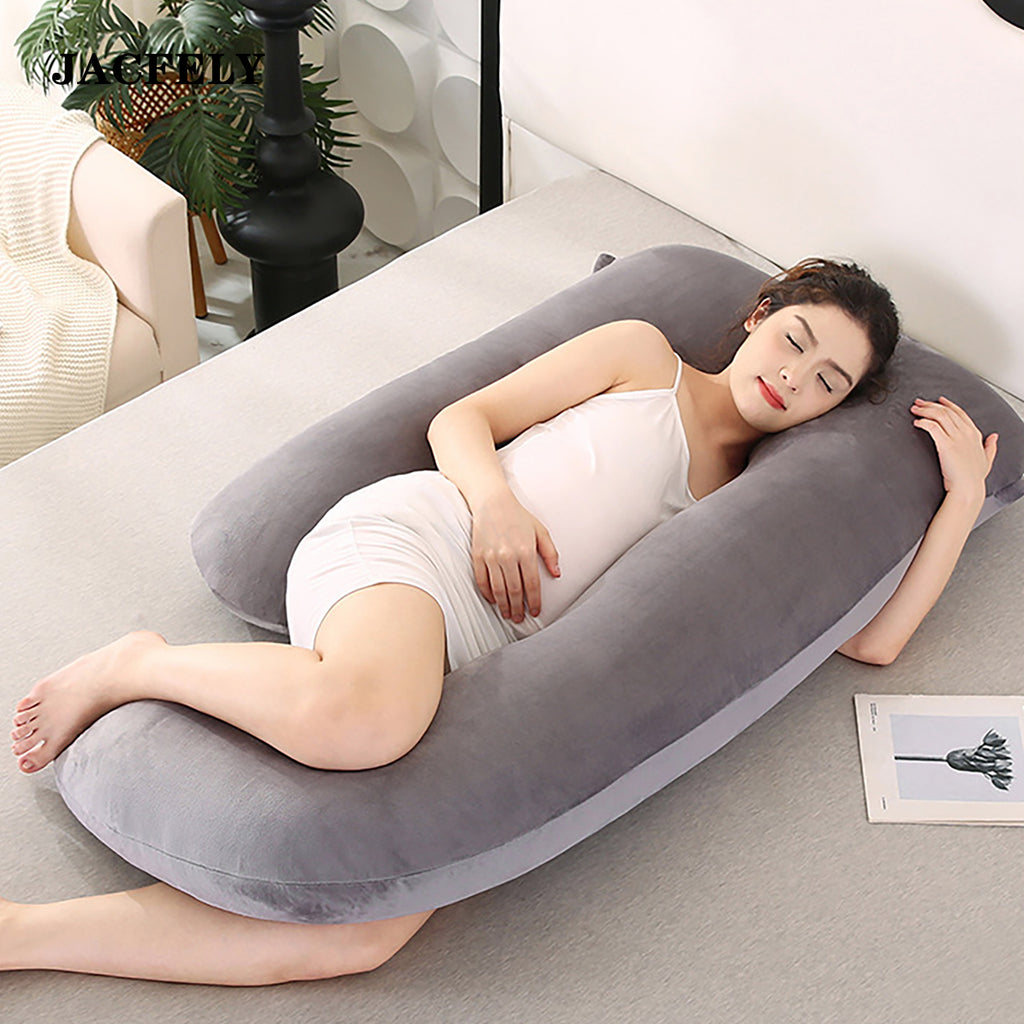 JACFELY G-Shaped Pregnancy Pillow, Maternity Body Pillow for Side Sleeping, Full Body Support Pillow for Belly, Back, Hips and Legs with Removable Cover