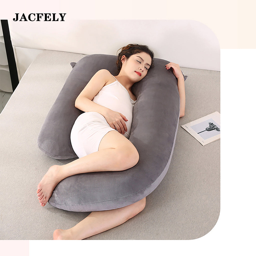 JACFELY G-Shaped Pregnancy Pillow, Maternity Body Pillow for Side Sleeping, Full Body Support Pillow for Belly, Back, Hips and Legs with Removable Cover