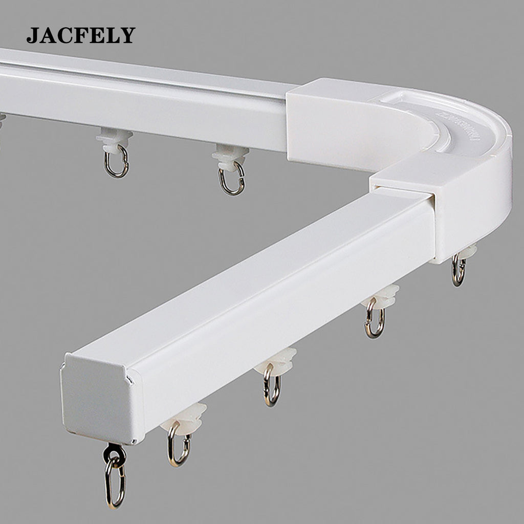 JACFELY Metal Curtain Rails, Aluminum Alloy Silent Curtain Track, Thickened Curtain Rail with Rollers