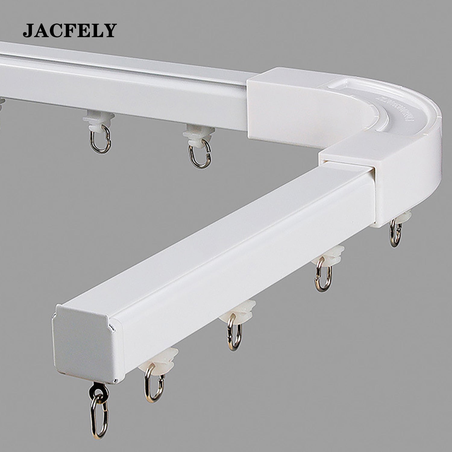 JACFELY Metal Curtain Rails, Aluminum Alloy Silent Curtain Track, Thickened Curtain Rail with Rollers