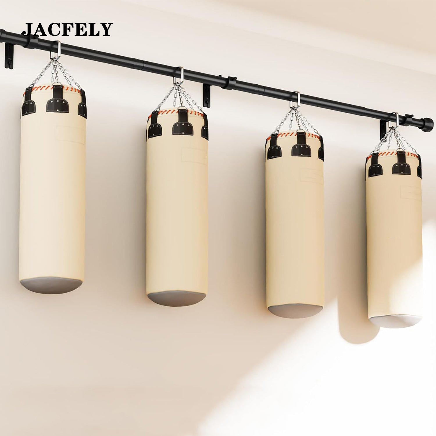 JACFELY Metal Curtain Rods, Black Adjustable Single Curtain Rod, Heavy Duty Drapery Rod