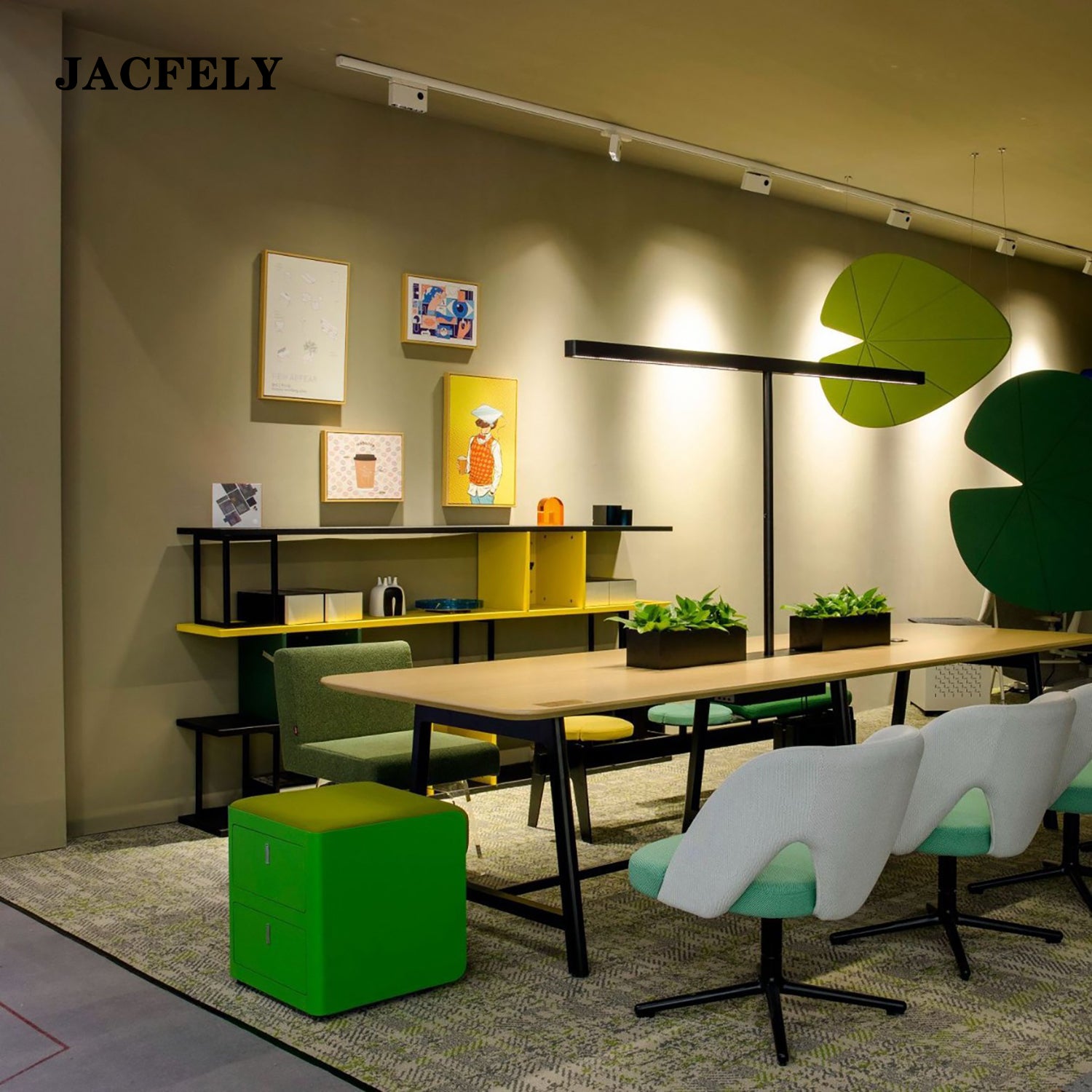 JACFELY Metal Cabinets with Wheels, Mobile Steel Storage Cabinet, Low Office Storage Cabinet